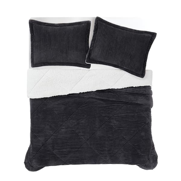 London Fog Corduroy Polyester Grey Twin/Twin XL 2 Piece Comforter