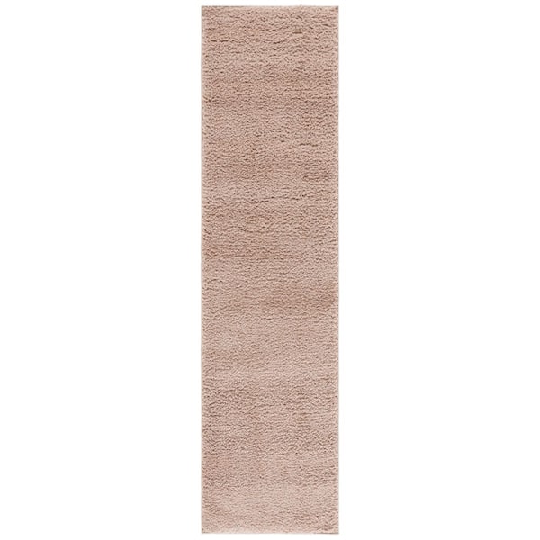 Rumi Shag 2 ft. x 8 ft. Beige Modern Solid Runner Rug