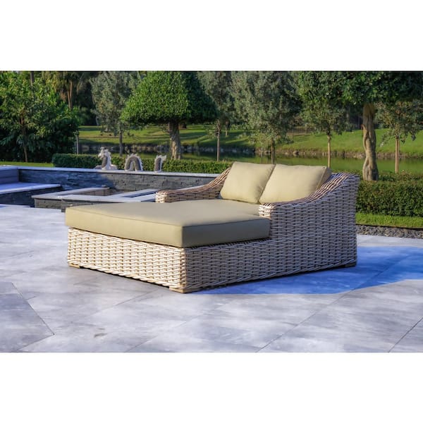 Outsy Anna White and Grey 1-Piece Wicker Aluminum Frame Extra Large Outdoor  Double Chaise Lounge with Grey Sunbrella Cushions A10AAN-SL-XL-WH - The  Home Depot