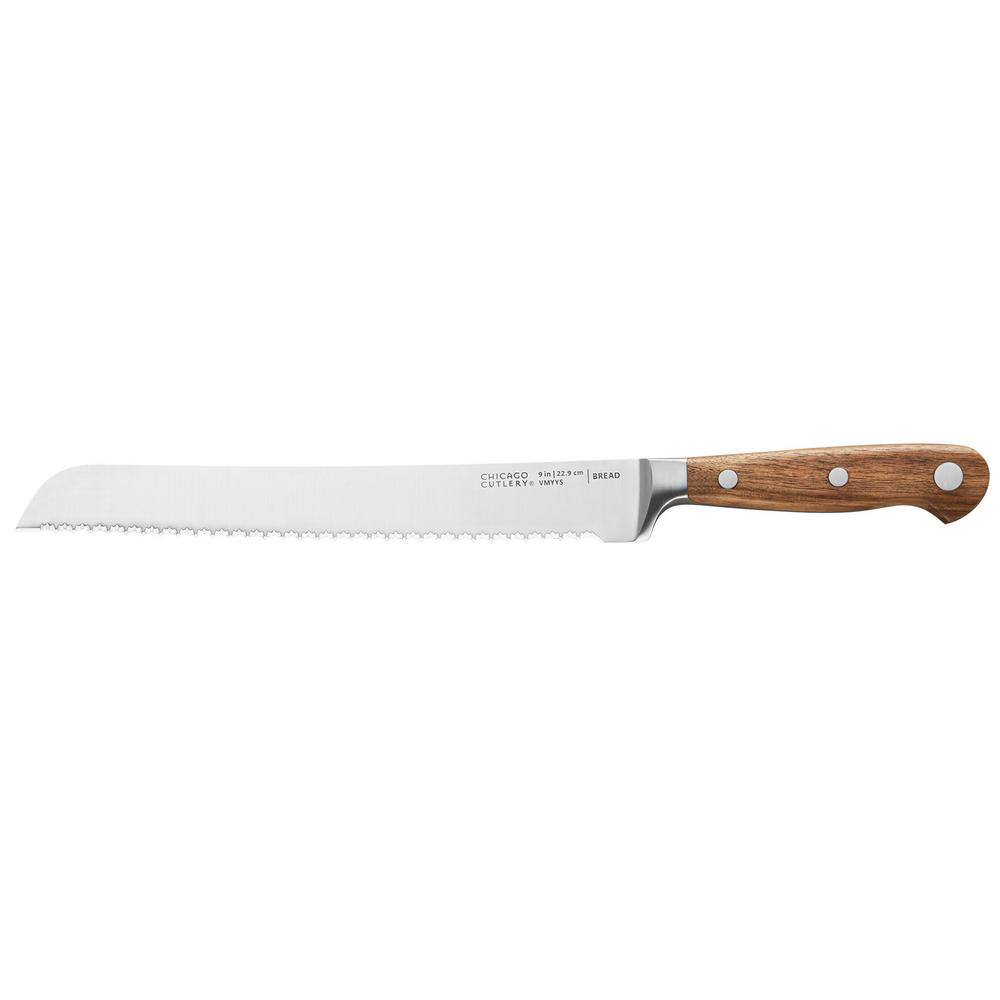 Chicago Cutlery Racine 12-Piece Kitchen Knife Wood Block Set, Stainless Steel Blades with Walnut Handles
