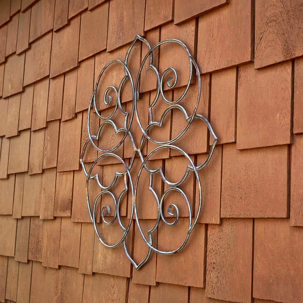 Ornate Bronze Metal Filigree Outdoor Wall Art