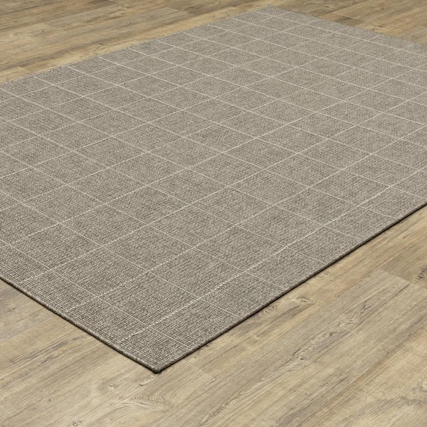 Cliffs Gray 5 ft. x 7 ft. Geometric Squares Polypropylene Indoor/Outdoor Area Rug