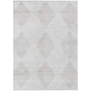 Ivory 9 ft. x 12 ft. Woven Geometric Rectangle Indoor/Outdoor Area Rug