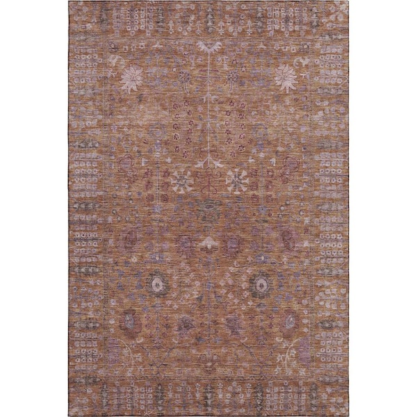 Mayfield Premium Machine Washable Abstract AMF2231 Copper 10 ft. x 14 ft. Area Rug