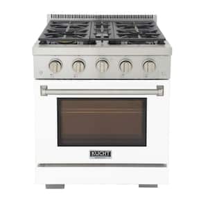 30 in. 4.2 cu. ft. 4-Burners Freestanding Propane Gas Range and Convection Oven in White with True Simmer Burners