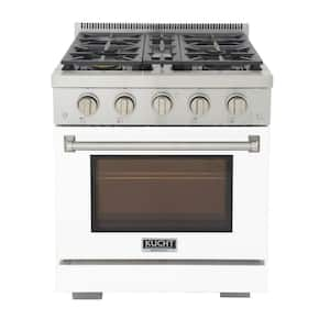 30 in. 4.2 cu. ft. 4-Burners Freestanding Natural Gas Range and Convection Oven in White with True Simmer Burners