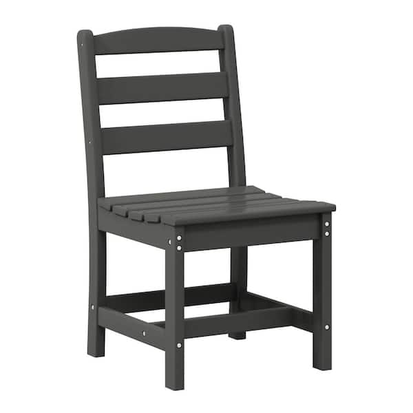 Shoreside All-Weather Plastic Outdoor Patio Armless Dining Side Chair, Gray