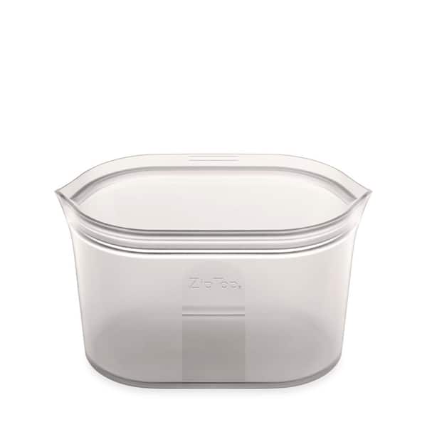 Zip Top Reusable Silicone 32 oz. Large Dish Zippered Storage Container, Gray