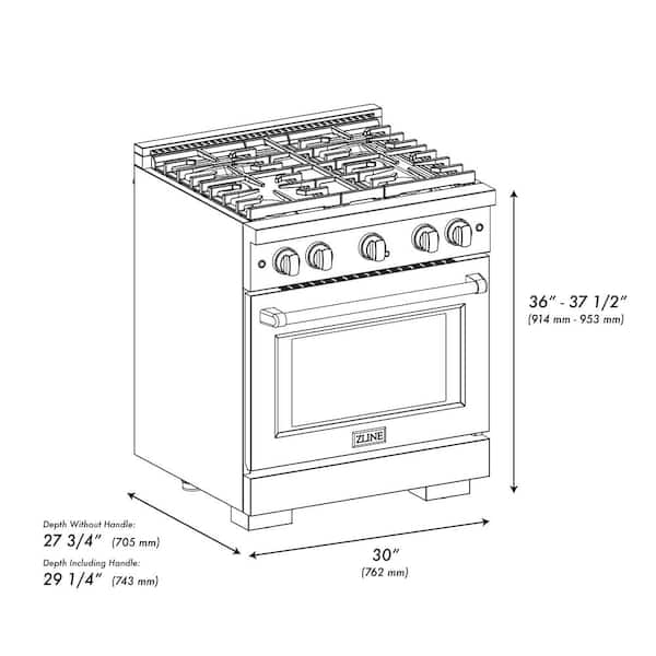 ZLINE Kitchen and Bath 30 in. Paramount Dual Fuel Range with
