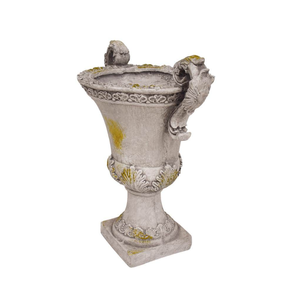 Gray Moss Lightweight Concrete Roman Garden Urn Planter