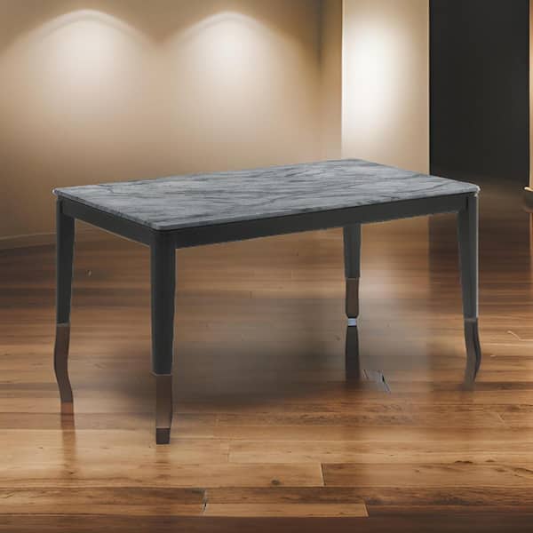 Benjara Kyo 27.5 in. Gray and Black Rectangle Wood Coffee Table with Black Legs and Sandy Texturing