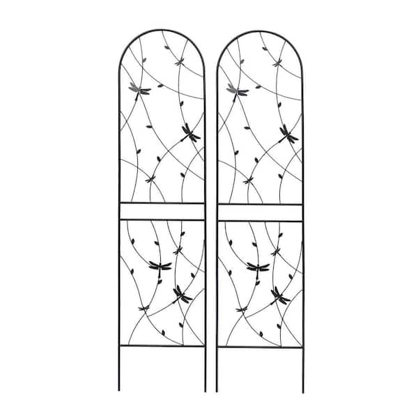 2-Piece Black Metal Garden Trellis 19.7 x 86.7 in. Rustproof Trellis for Climbing Plants Outdoor Rustproof Plant Support