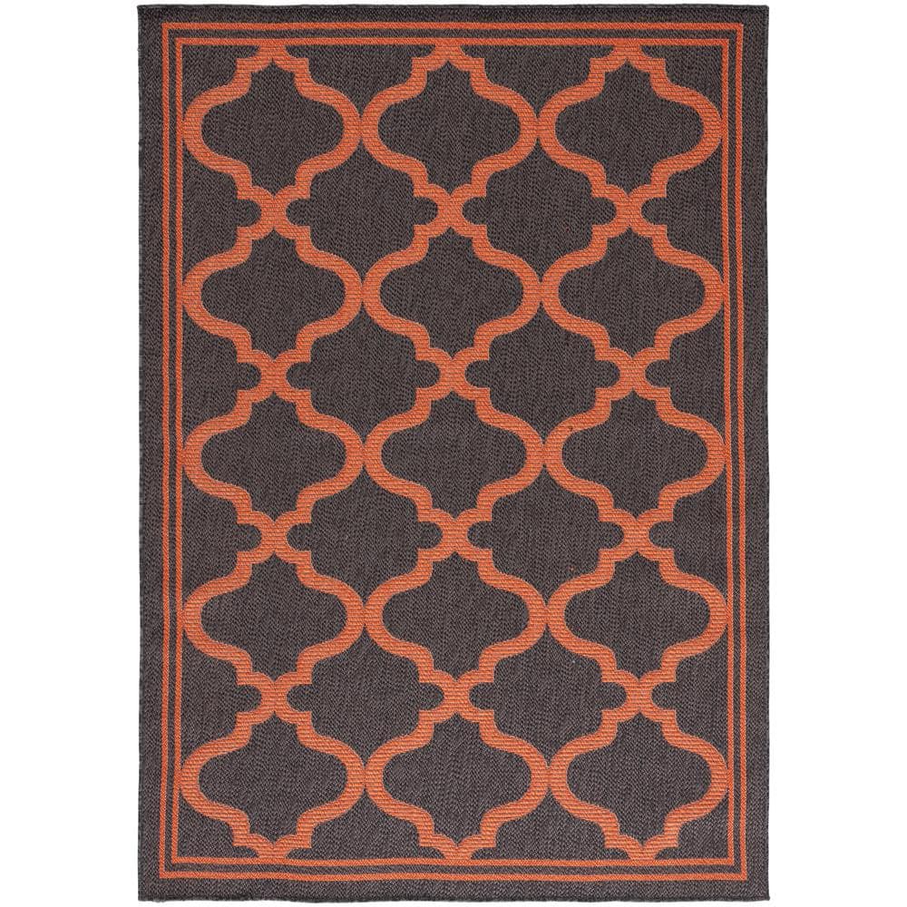 SAFAVIEH Bermuda Charcoal/Rust 4 ft. x 6 ft. Border Trellis Indoor