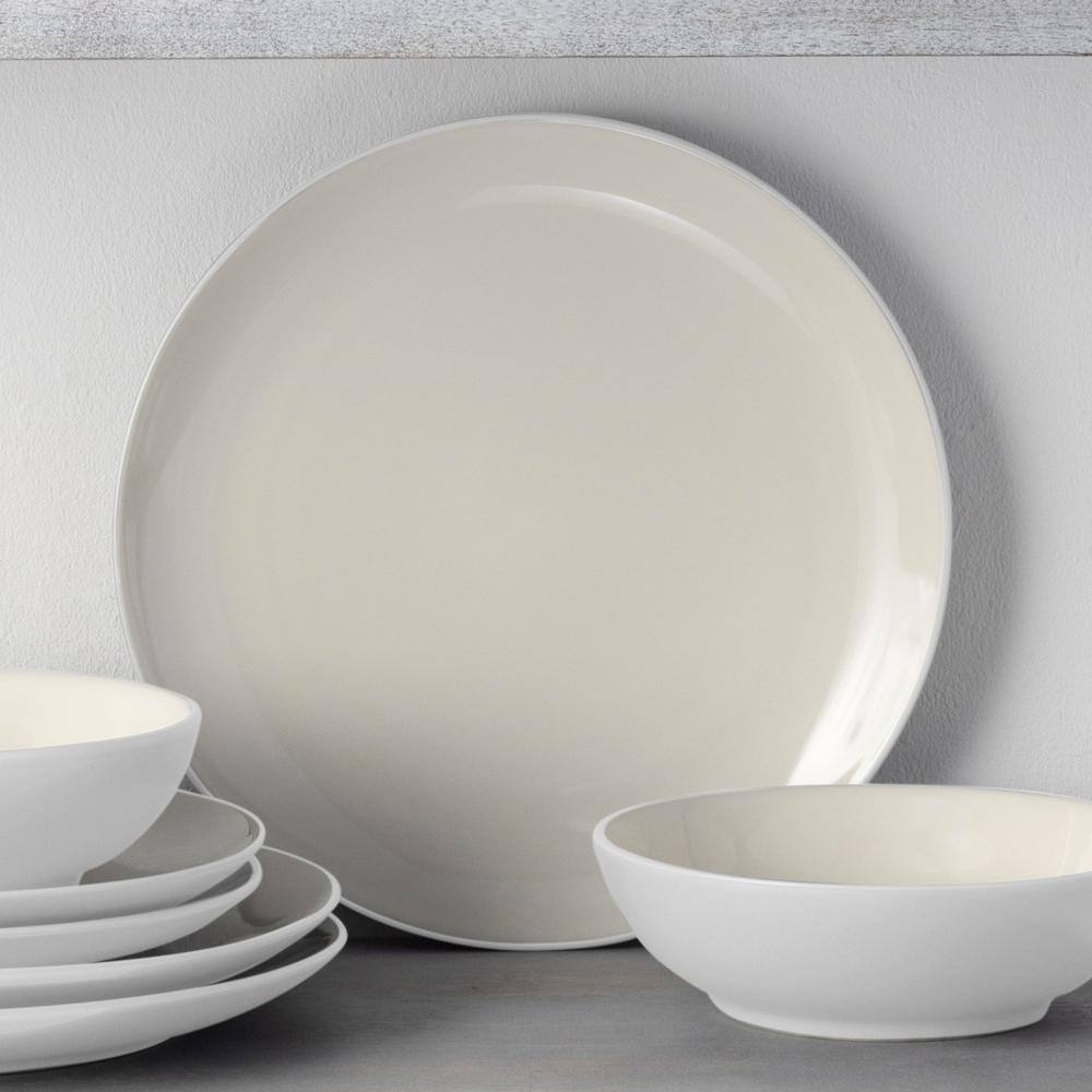 White Ceramic Minimalist Dinner Plates Set of Four