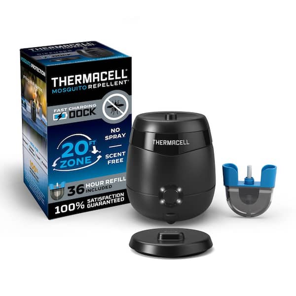 Rechargeable Outdoor Mosquito Repeller with Fast Charging Dock in Black 20 ft. Coverage and Deet Free