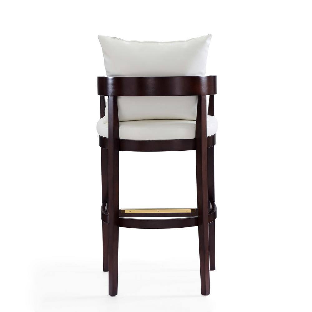 Manhattan Comfort Ritz Ivory Leather Beech Wood Barstool - 38"