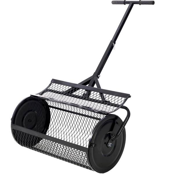Cesicia M23od526Mc03 24 in. T Shaped Handle Metal Mesh Peat Moss Spreader Compost Spreader in Black - 1