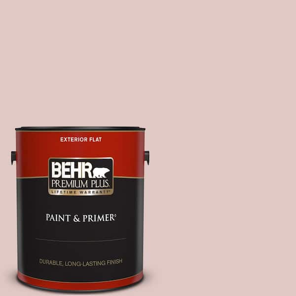 BEHR PREMIUM PLUS 1 gal. #160E-2 Pink Water Flat Exterior Paint & Primer