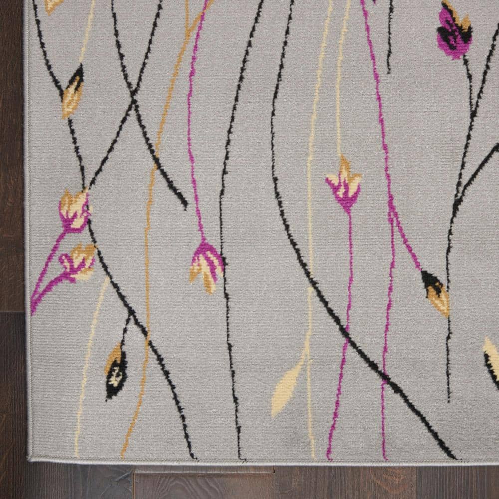 Handmade Medium Grey Floral Synthetic 5' x 7' Area Rug
