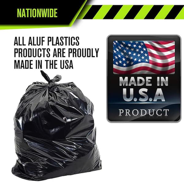 Aluf Plastics 50 in. x 58 in. 65 gal. Black Garbage Bags (Pack of 50) 1.6 Mil for Contractor Outdoor and Storage