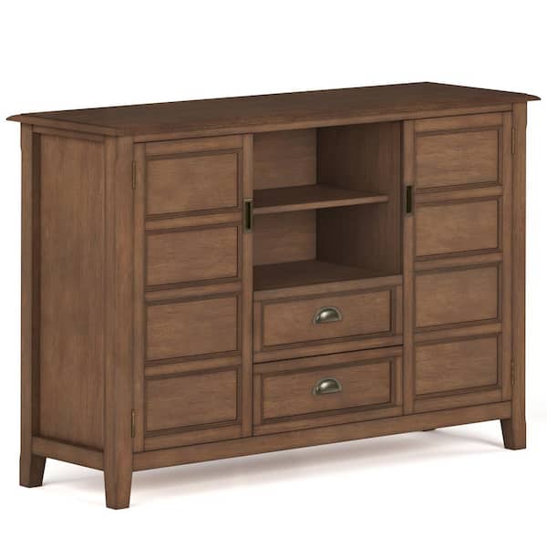 Simpli Home Burlington Solid Wood 54 in. Wide Transitional TV Media Stand in Rustic Natural Aged Brown for TVs up to 60 in.