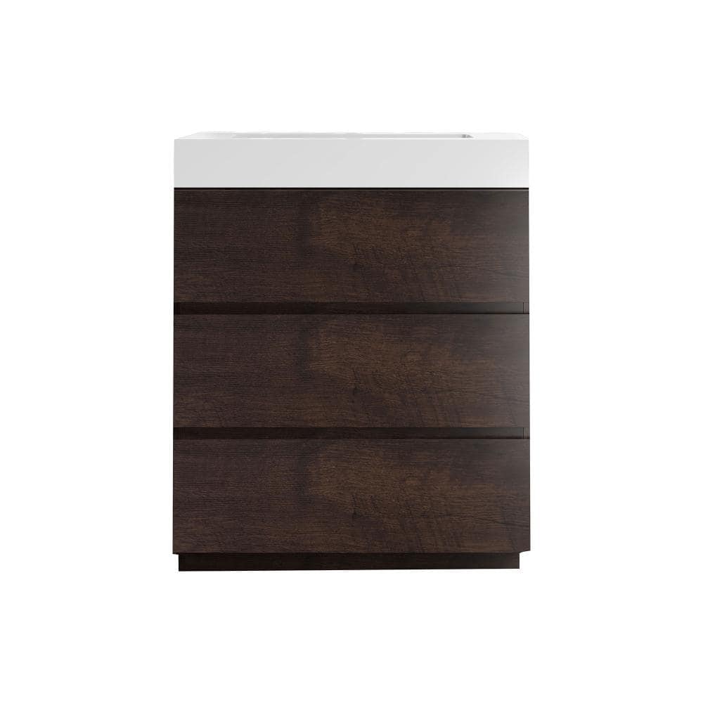 30 in. W Single Sink Freestanding Bath Vanity in Walnut with White Solid Surface Top Unassembled price history on PriceWatchPro