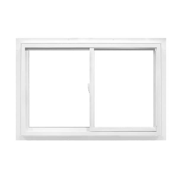 American Craftsman 24 in. x 23 in. 50 Series Low-E Argon Glass Sliding White Vinyl Fin Window, Screen Incl