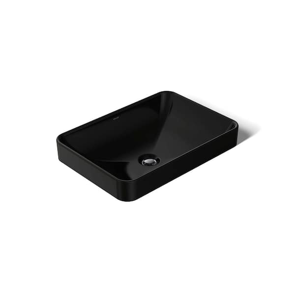 Vox Rectanglular Vitreous China Bathroom Vessel Sink in Black