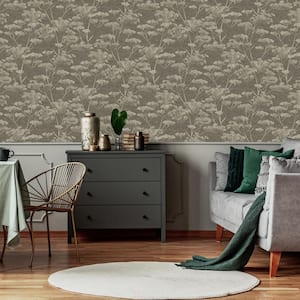 Serene Seedhead Taupe and Gold Removable Wallpaper Sample