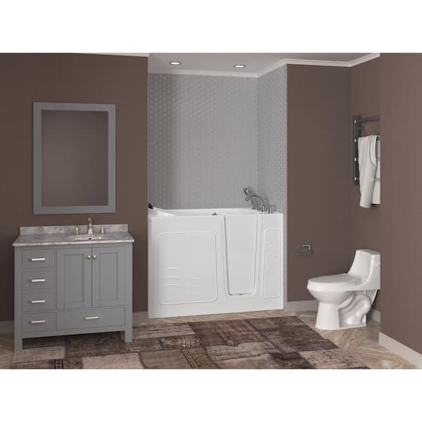 Safe Premier 53 in. L x 30 in. W Right Drain Walk-In Air Bathtub in White