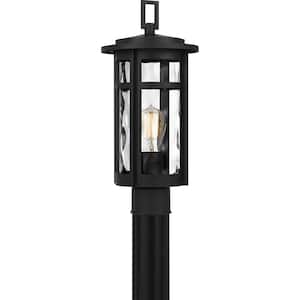 Uma 8 in. 1-Light Matte Black Outdoor Post Light Kit with Clear Water Glass