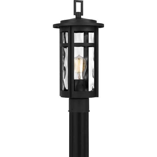 Quoizel Uma 8 in. 1-Light Matte Black Outdoor Post Light Kit with Clear Water Glass