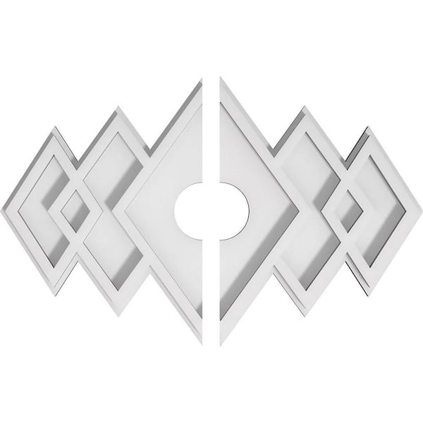 Ekena Millwork 14 in. x 9.37 in. x 1 in. Zoe Architectural Grade PVC Contemporary Ceiling Medallion (2-Piece)