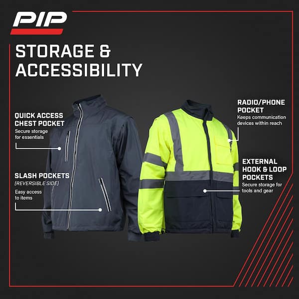 PIP Men's X-Large ANSI Type R Class 3 4-in-1 Reversible Hi Vis