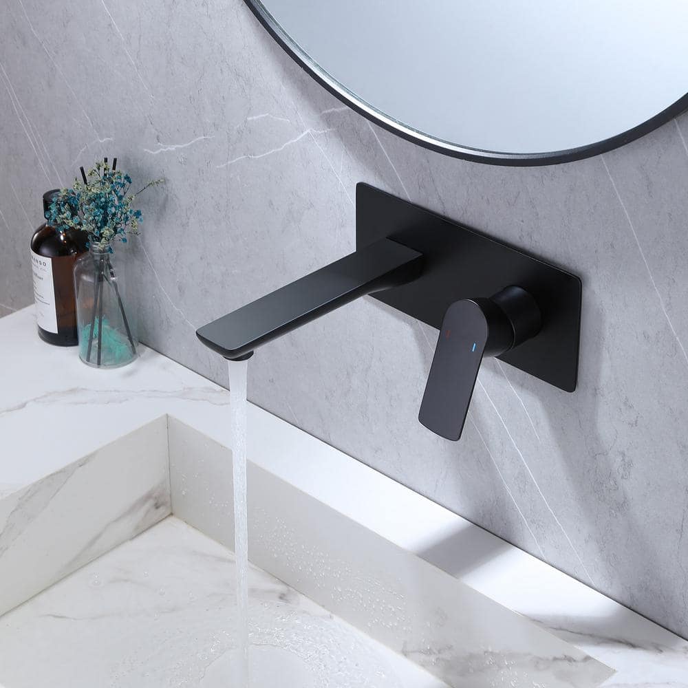 Matte Black Single-Handle Wall-Mount Bathroom Faucet