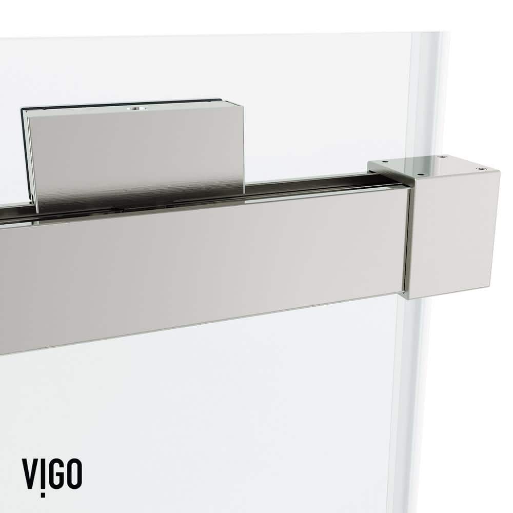 Houston Frameless Sliding Shower Door with Clear Glass and Stainless Steel Finish