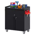 Kaikeeqli 35.5 in. H x 30 in. W x 18 in. D Black Metal Storage