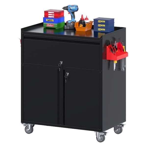 Kaikeeqli 35.5 in. H x 30 in. W x 18 in. D Black Metal Storage