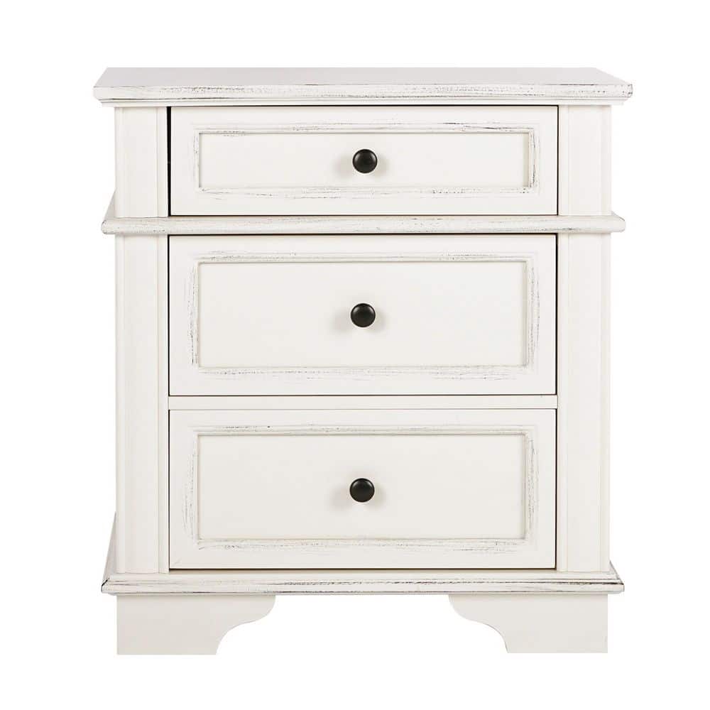 White 3 Drawer 24. 02 in. Wide Nightstand - thumbnail 8