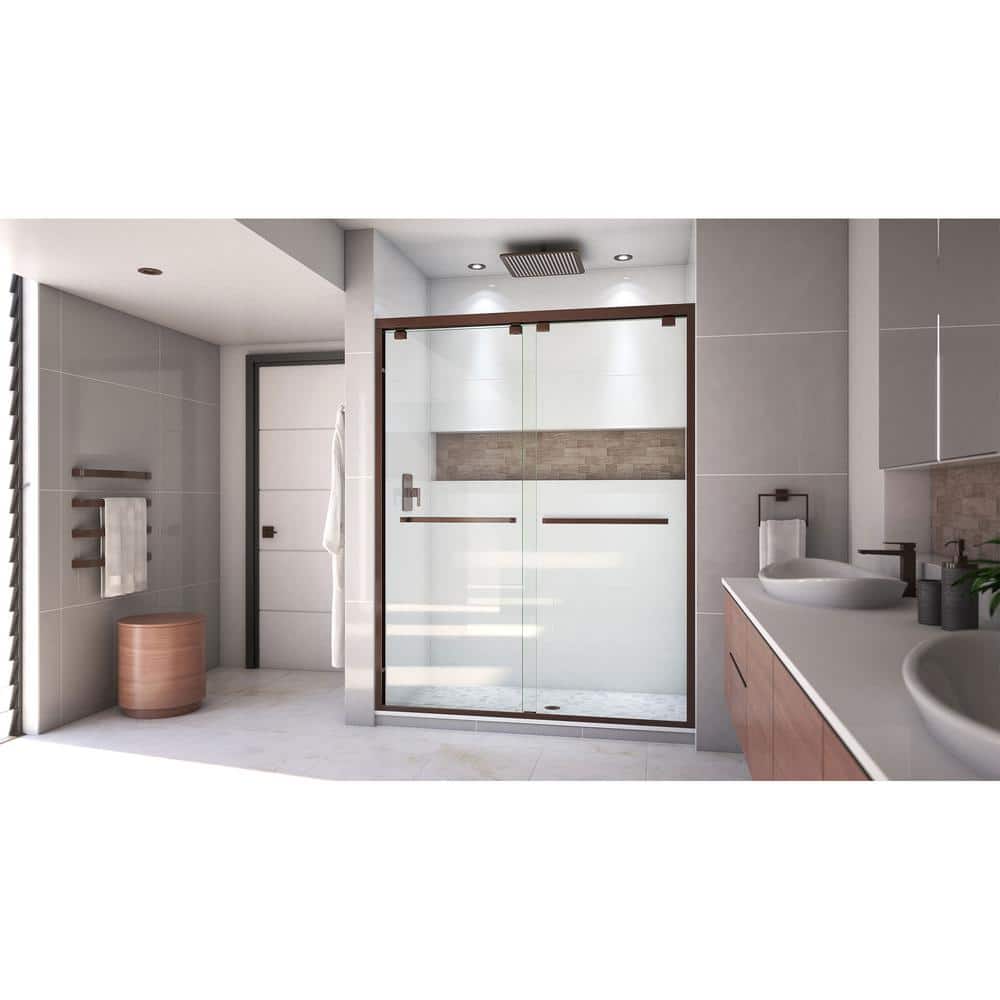 Encore 60" Frameless Clear Glass Sliding Shower Door in Black