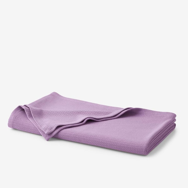 The Company Store Cotton Weave Pale Lilac Solid Queen Woven Blanket