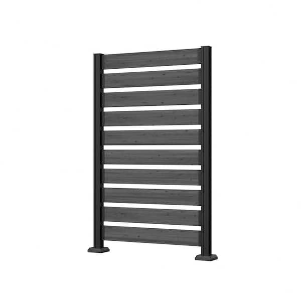 5 ft. x 3.3 ft. (1-Panel) Outdoor Fir Wood Flat Top Privacy Fence Screen with Metal Stakes for Soft and Hard Ground