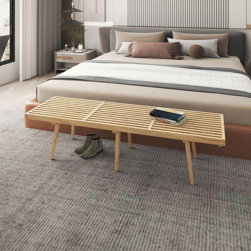 Mid-Century Natural 6' Inwood Open-Slat Platform Bench