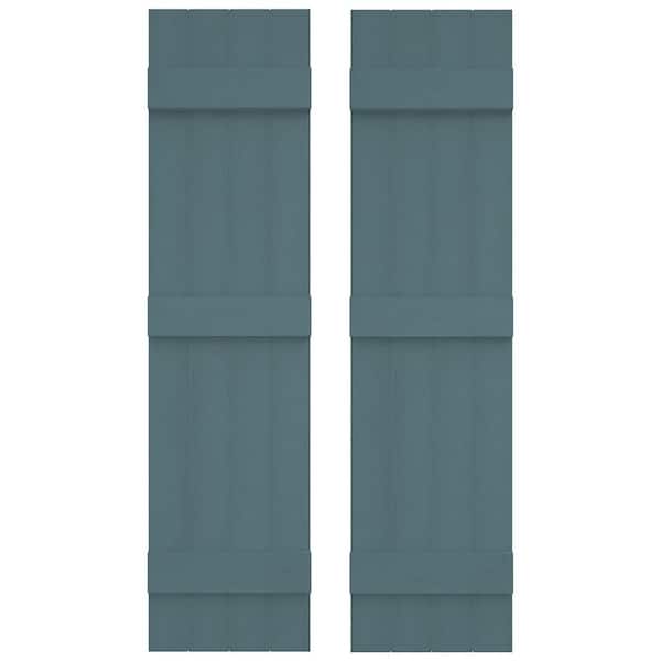 Builders Edge 14 in. W x 71 in. H Vinyl Exterior Joined Board and Batten Shutters Pair in Wedgewood Blue