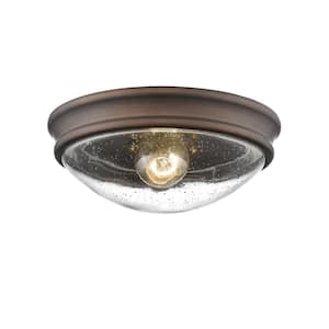 10 in. W Single Light Rubbed Bronze Ceiling Fixture Flush Mount Bowl