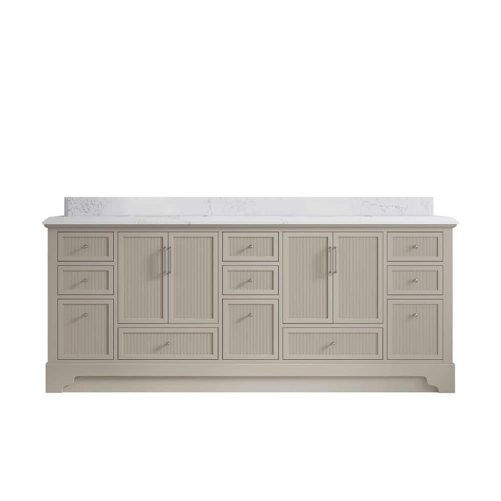 Alys 84 in. W x 22 in. D x 36 in. H Double Sink Bath Vanity in Fine Grain with 1.5 in. Empira White Quartz Top price history on PriceWatchPro