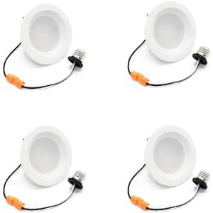 4 in. 4000K White Dimmable Integrated LED Recessed Ceiling Light Retrofit Trim 4-Pack