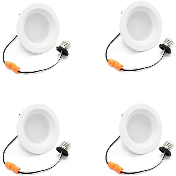 Ledpax Technology 4 in. 4000K White Dimmable Integrated LED Recessed Ceiling Light Retrofit Trim 4-Pack