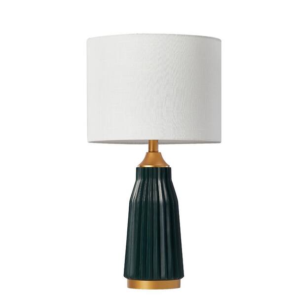 25 In Dark Green Resin Base With White Cloth Shade Table Lamp Jyxb21053 White Cloth Shade Table Lamp Jyxb21053, Hunter Green Table Lamps