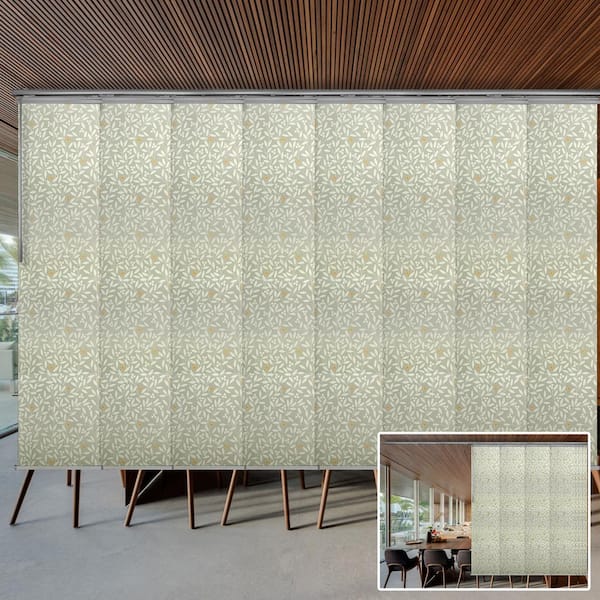 EMOH Petunia 130 in. to 175 in. W x 94 in. L Adjustable 8- Panel in Satin Nickel Double Rail Panel Track with 23.5 in. Slates